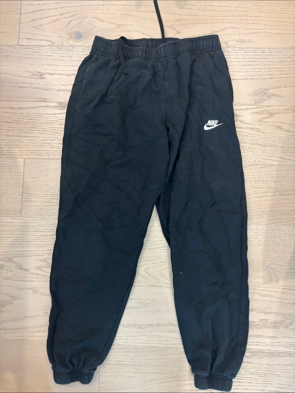 Nike Black Men's Fleece Joggers with White Swoosh